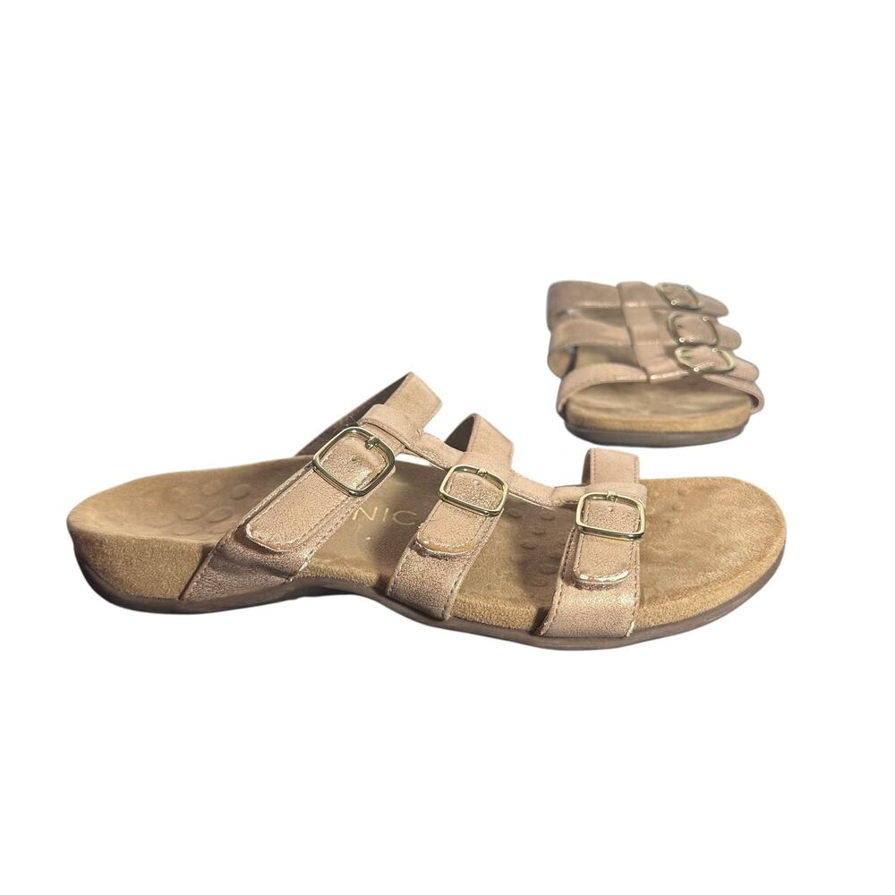 Vionic Misa Rose Gold Slide Sandals Size 7 Adjustable Comfort Orthotic